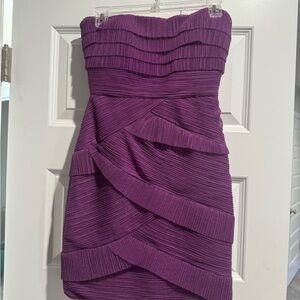 BCBGMaxAzria Purple Strapless Asymmetrical Cocktail Dress